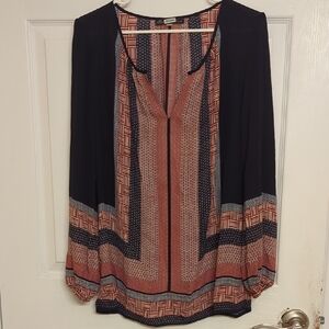 Women's Rose And OLIVE  Patterned Top SIZE Medium